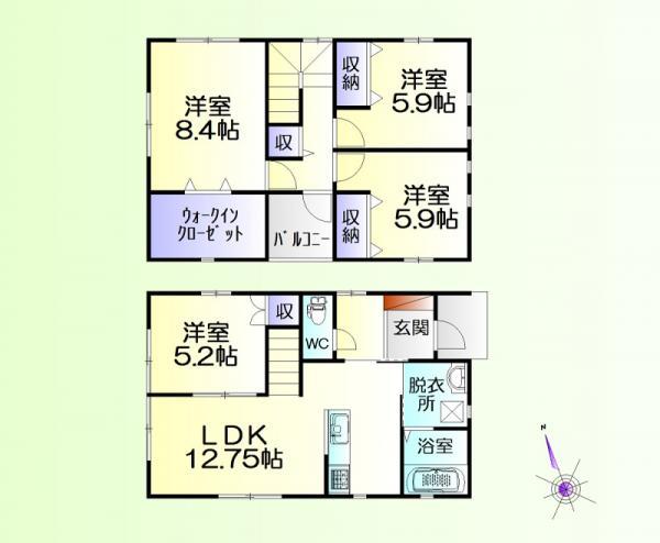 Floor plan. 31,800,000 yen, 4LDK, Land area 187.72 sq m , Building area 99.5 sq m