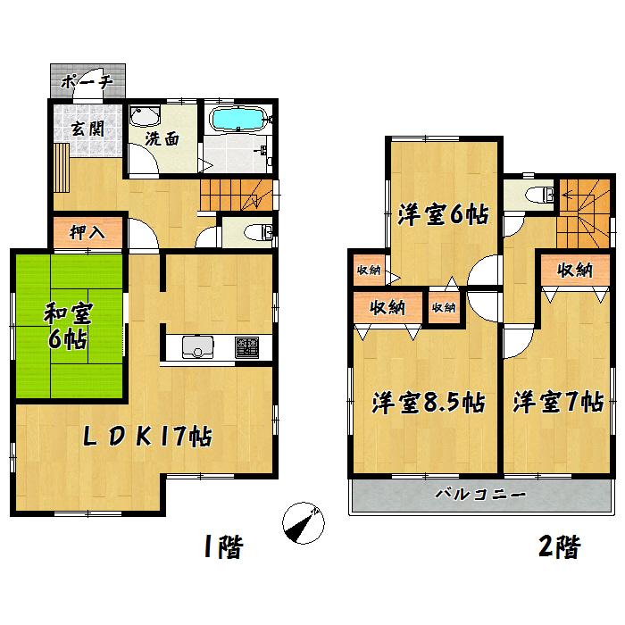 Floor plan. 27.6 million yen, 4LDK, Land area 173.99 sq m , Building area 105.99 sq m Tagajo dismounting 4 1 Building