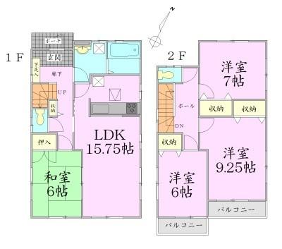 Floor plan. 25,400,000 yen, 4LDK, Land area 196.51 sq m , Building area 105.99 sq m