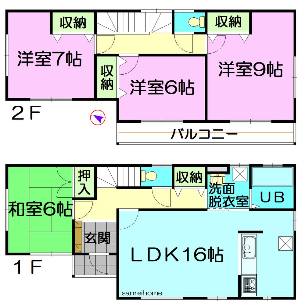 Floor plan. 28.5 million yen, 4LDK, Land area 175.4 sq m , Building area 105.99 sq m