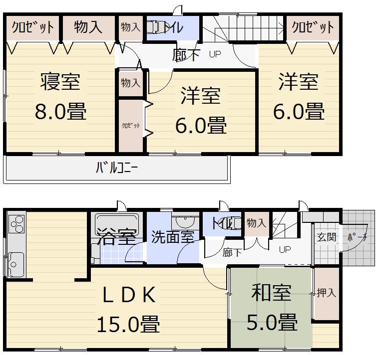 Floor plan. (5 Building), Price 24,900,000 yen, 4LDK, Land area 249.95 sq m , Building area 96.79 sq m