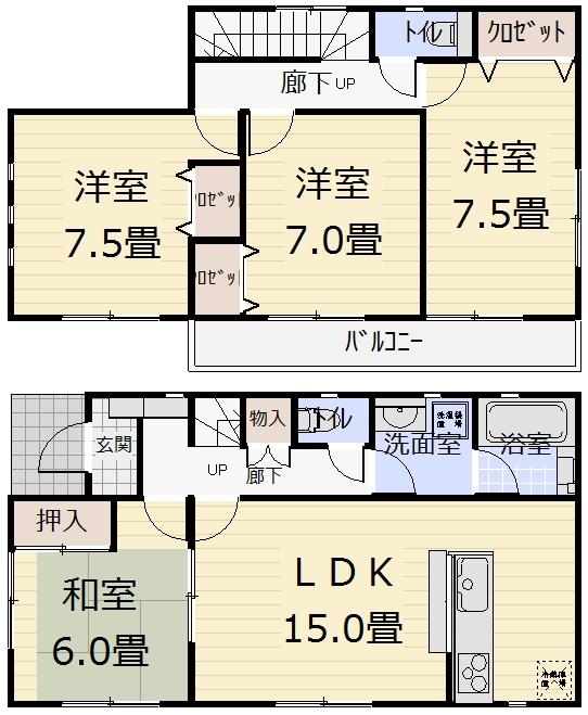 Floor plan. (3 Building), Price 25,900,000 yen, 4LDK, Land area 189.46 sq m , Building area 98.01 sq m