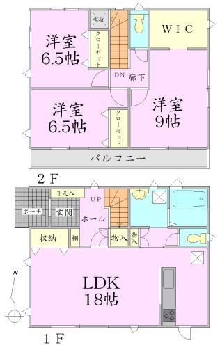 Floor plan. 29,800,000 yen, 3LDK + S (storeroom), Land area 134.45 sq m , Building area 102.04 sq m