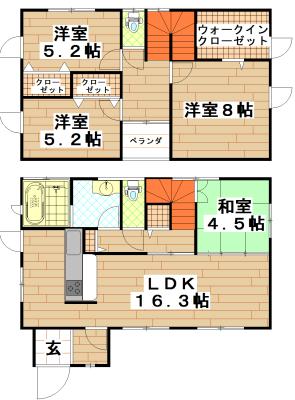 Floor plan. 26 million yen, 4LDK, Land area 186.86 sq m , Building area 103.09 sq m