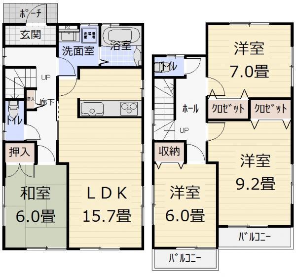 Floor plan. 25,400,000 yen, 4LDK, Land area 196.51 sq m , Building area 105.99 sq m