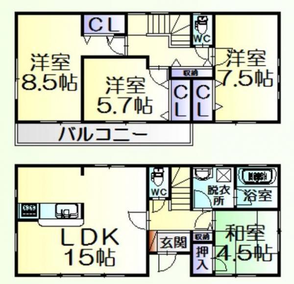Floor plan. 22,900,000 yen, 4LDK, Land area 265.74 sq m , Building area 95.58 sq m