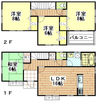 Floor plan. 25,900,000 yen, 4LDK, Land area 175.4 sq m , Building area 105.99 sq m