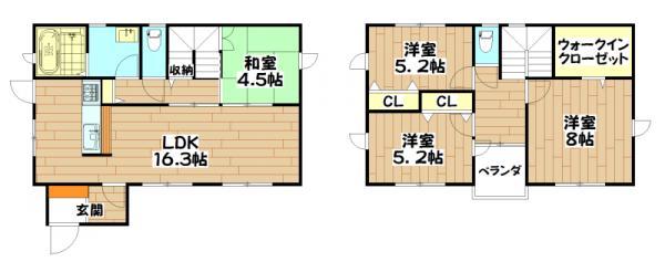 Floor plan. 26 million yen, 4LDK, Land area 232.22 sq m , Building area 103.09 sq m