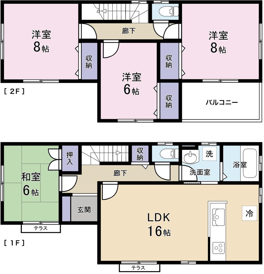 Floor plan. 25,900,000 yen, 4LDK, Land area 175.4 sq m , It is a building area of ​​105.99 sq m 4 Building floor plan.