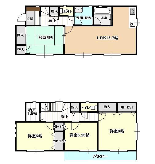 Floor plan. 26,900,000 yen, 4LDK, Land area 172.37 sq m , Building area 97.19 sq m