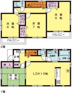 Floor plan. (Building 2), Price 26.5 million yen, 4LDK, Land area 180.66 sq m , Building area 104.33 sq m