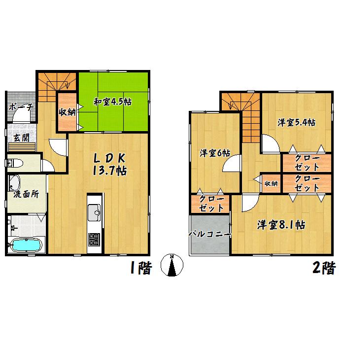 Floor plan. 28.8 million yen, 4LDK, Land area 160.41 sq m , Building area 95.5 sq m