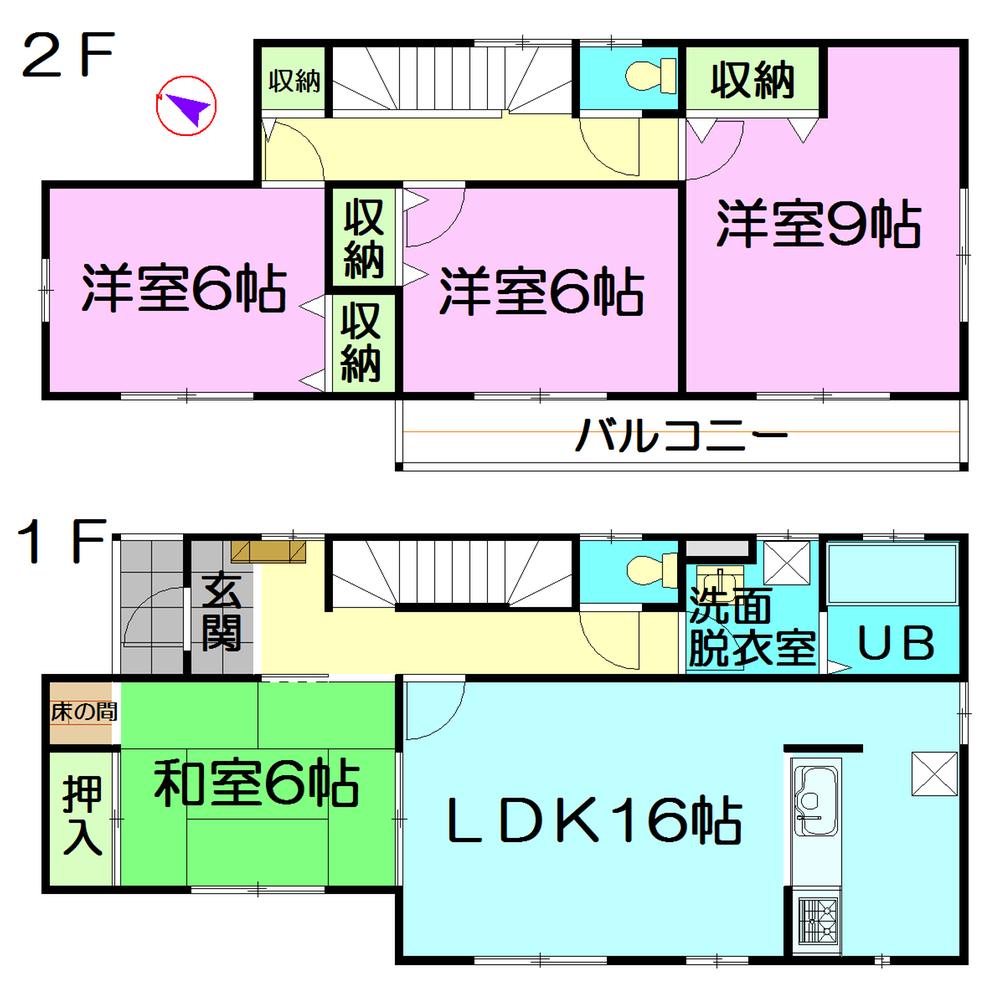 Floor plan. 27,800,000 yen, 4LDK + 2S (storeroom), Land area 175.34 sq m , Building area 57.6 sq m