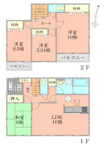 Floor plan. 28.8 million yen, 4LDK, Land area 175.58 sq m , Building area 105.99 sq m