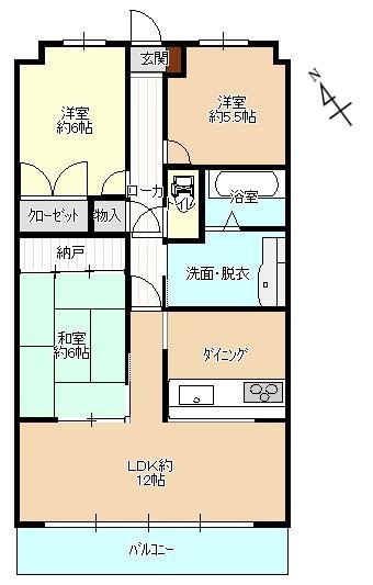 Floor plan. 3LDK, Price 16.5 million yen, Occupied area 64.52 sq m , Balcony area 5.67 sq m
