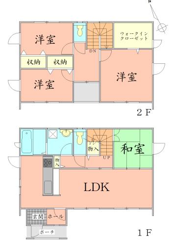 Floor plan. 26,600,000 yen, 4LDK + S (storeroom), Land area 190.54 sq m , Building area 100.61 sq m