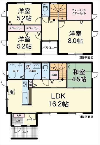 Floor plan. (B Building), Price 24.5 million yen, 4LDK+S, Land area 186.86 sq m , Building area 103.09 sq m
