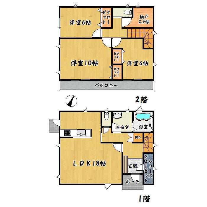 Floor plan. 31,800,000 yen, 3LDK + S (storeroom), Land area 132.24 sq m , Building area 102.68 sq m Tagajo Higashitanaka 2-chome Building 3