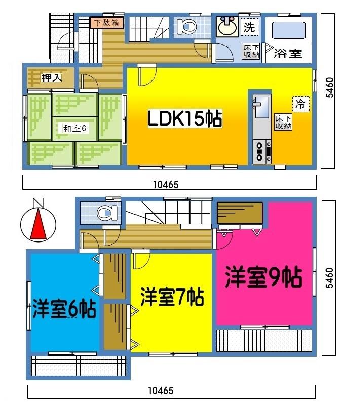 Floor plan. (Building 2), Price 26.5 million yen, 4LDK, Land area 180.66 sq m , Building area 104.33 sq m