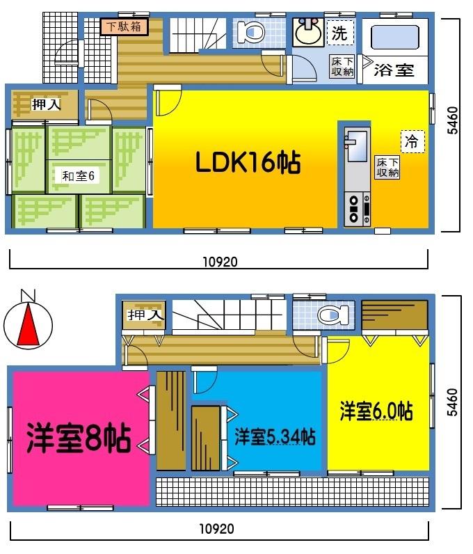 Floor plan. (3 Building), Price 26.5 million yen, 4LDK, Land area 175.68 sq m , Building area 104.33 sq m