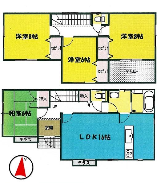 Floor plan. (4 Building), Price 25,900,000 yen, 4LDK, Land area 175.4 sq m , Building area 105.99 sq m