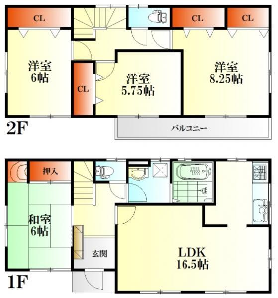 Floor plan. 27.6 million yen, 4LDK, Land area 261.31 sq m , Building area 105.16 sq m