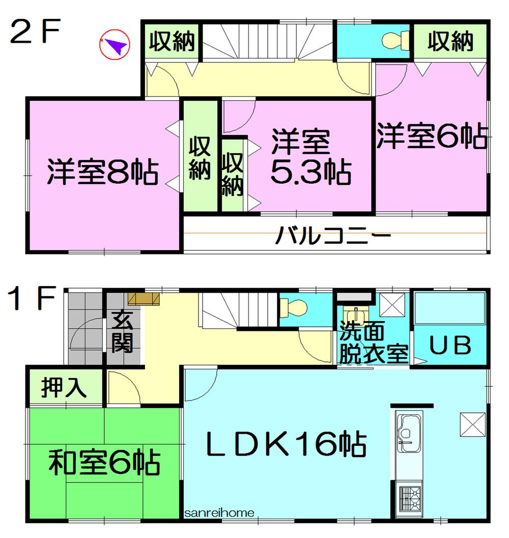 Floor plan. 26.5 million yen, 4LDK, Land area 175.68 sq m , Building area 104.33 sq m