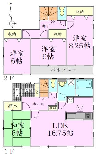Floor plan. 20.8 million yen, 4LDK, Land area 264.45 sq m , Building area 105.15 sq m