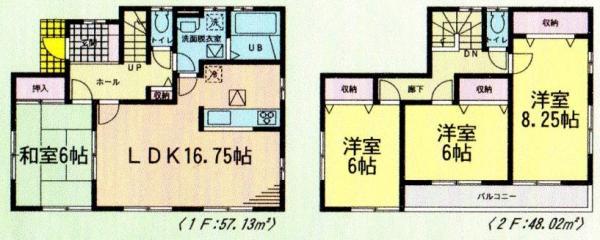Floor plan. 20.8 million yen, 4LDK, Land area 264.45 sq m , Building area 105.15 sq m