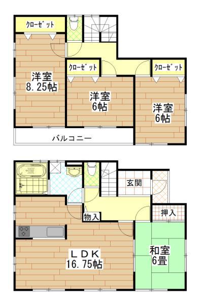 Floor plan. 20,200,000 yen, 4LDK, Land area 252.51 sq m , Building area 105.15 sq m