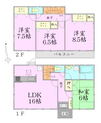 Floor plan. 21.9 million yen, 4LDK, Land area 206.68 sq m , Building area 103.68 sq m