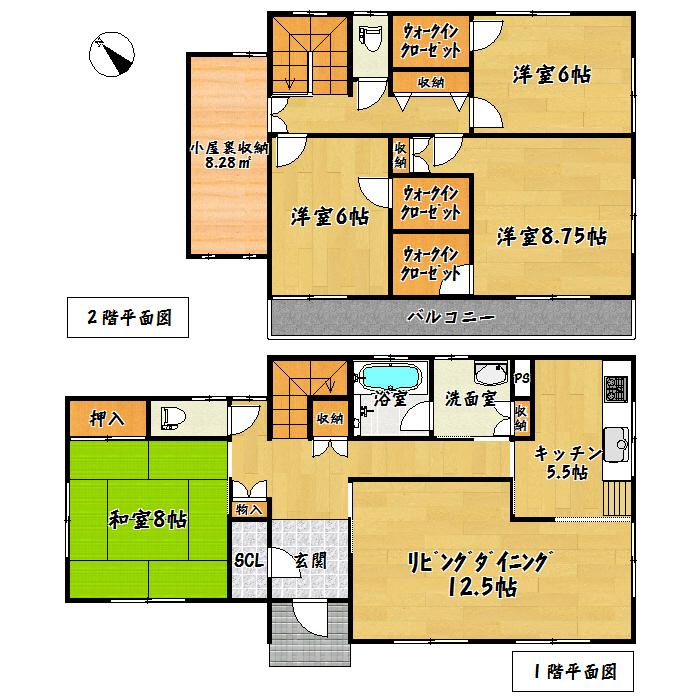 Floor plan. 25,800,000 yen, 4LDK + 3S (storeroom), Land area 231.38 sq m , Building area 123.38 sq m A Building
