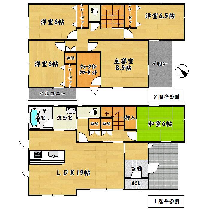 Floor plan. 25,300,000 yen, 5LDK + S (storeroom), Land area 204.27 sq m , Building area 132.48 sq m c Building