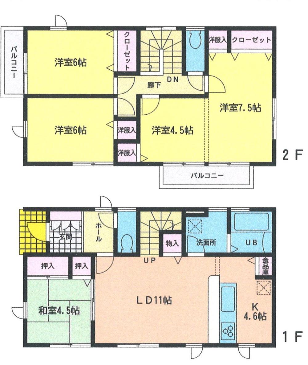Floor plan. 20.5 million yen, 5LDK, Land area 266.16 sq m , Building area 107.64 sq m