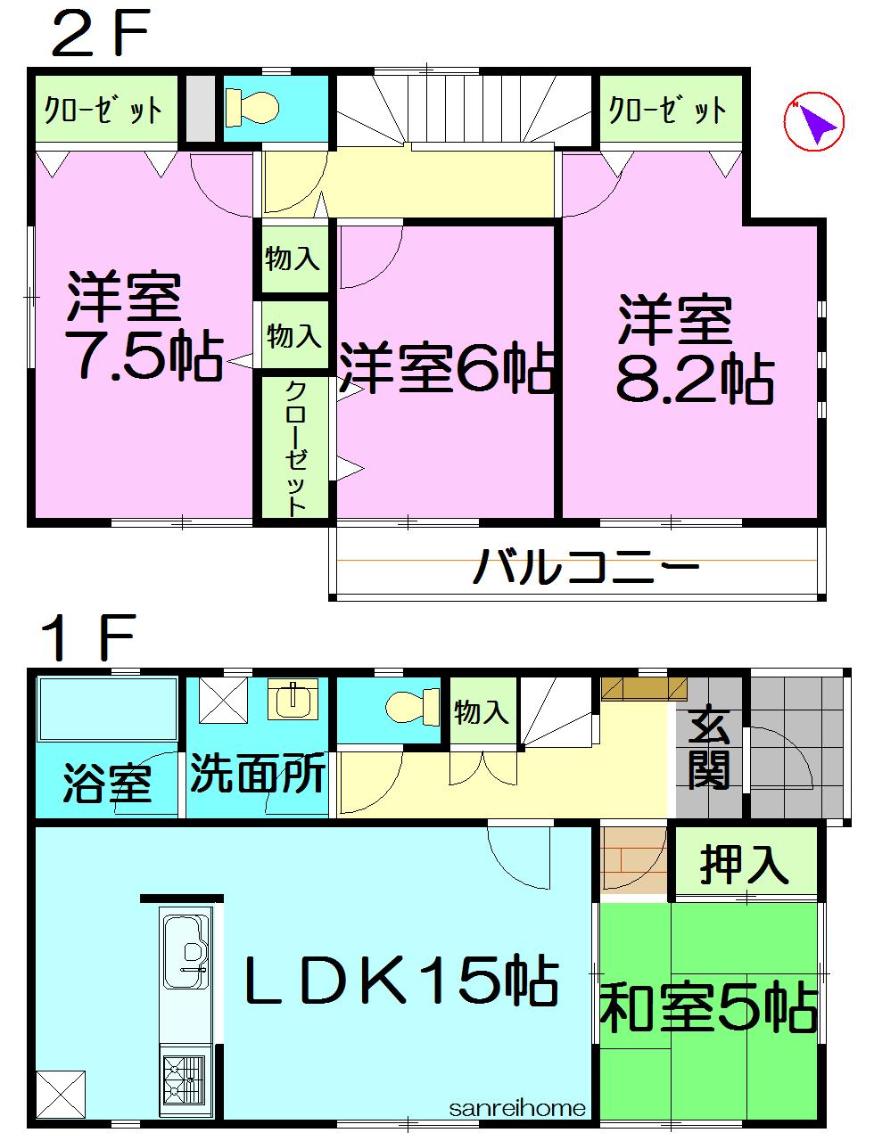 Floor plan. (1 Building), Price 20,900,000 yen, 4LDK, Land area 183.82 sq m , Building area 98.01 sq m