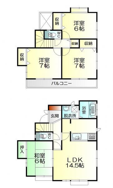Floor plan. 15.8 million yen, 4LDK, Land area 115.61 sq m , Building area 96.46 sq m