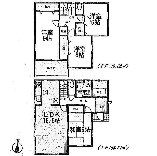 Floor plan. (Building 2), Price 19,800,000 yen, 4LDK, Land area 200.19 sq m , Building area 105.99 sq m