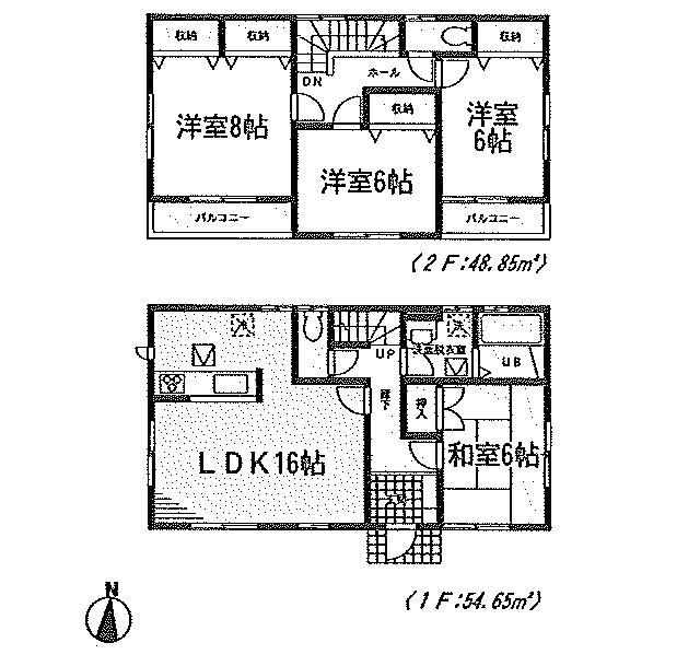 Floor plan. (3 Building), Price 19,800,000 yen, 4LDK, Land area 200.12 sq m , Building area 103.5 sq m