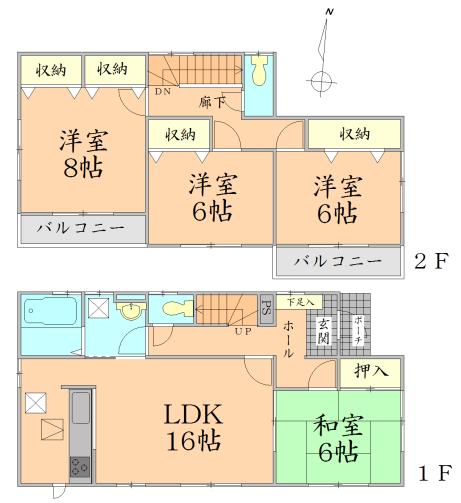 Floor plan. 19,800,000 yen, 4LDK, Land area 180.65 sq m , Building area 105.99 sq m