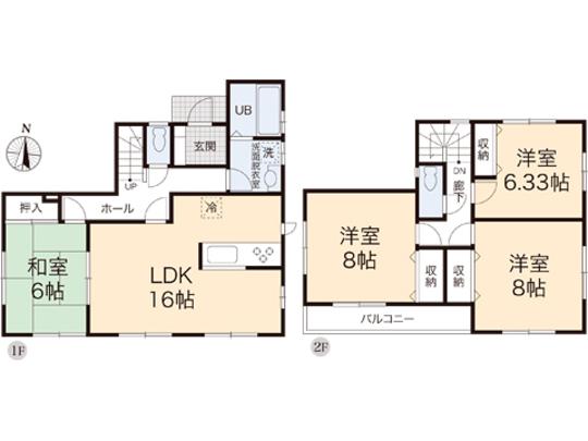 Floor plan. 20.8 million yen, 4LDK, Land area 188.76 sq m , Building area 105.16 sq m floor plan