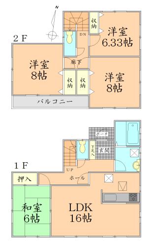 Floor plan. 20.8 million yen, 4LDK, Land area 188.63 sq m , Building area 105.16 sq m