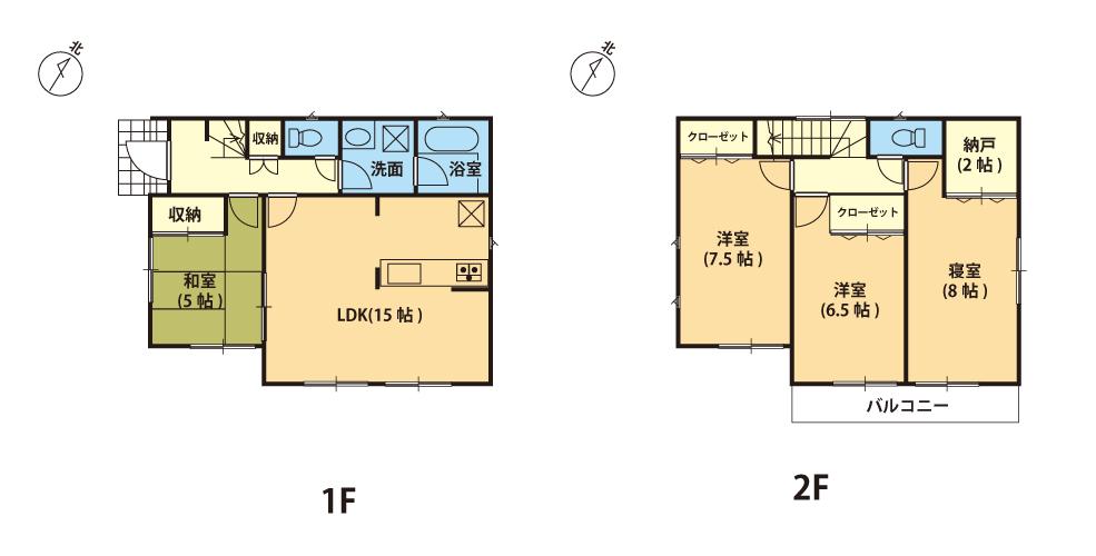 Floor plan. (Building 2), Price 17.8 million yen, 4LDK, Land area 196.78 sq m , Building area 95.98 sq m