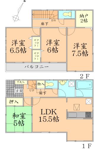 Floor plan. 19.9 million yen, 4LDK + S (storeroom), Land area 197.62 sq m , Building area 95.17 sq m