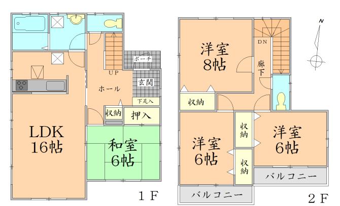 Floor plan. 18,550,000 yen, 4LDK, Land area 175.61 sq m , Building area 105.98 sq m
