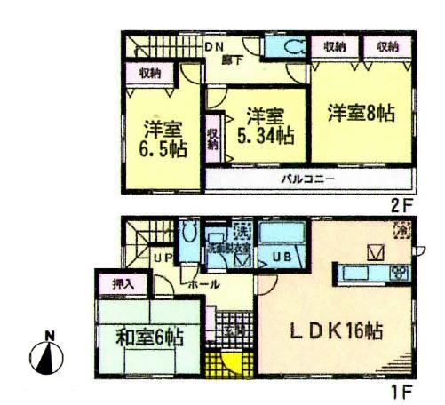 Floor plan. 19,800,000 yen, 4LDK, Land area 180.31 sq m , Building area 104.33 sq m