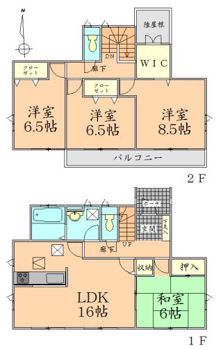 Floor plan. 20.8 million yen, 4LDK + S (storeroom), Land area 192.7 sq m , Building area 106.82 sq m