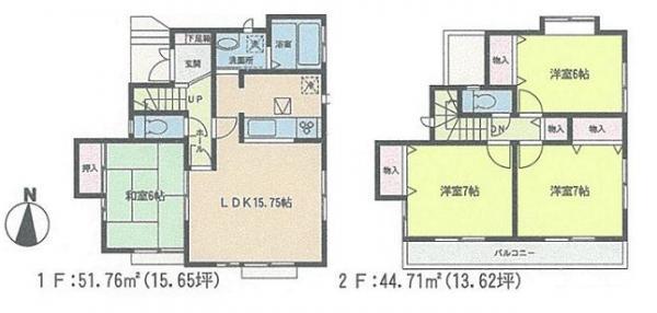 Floor plan. 15.8 million yen, 4LDK, Land area 115.61 sq m , Building area 96.46 sq m