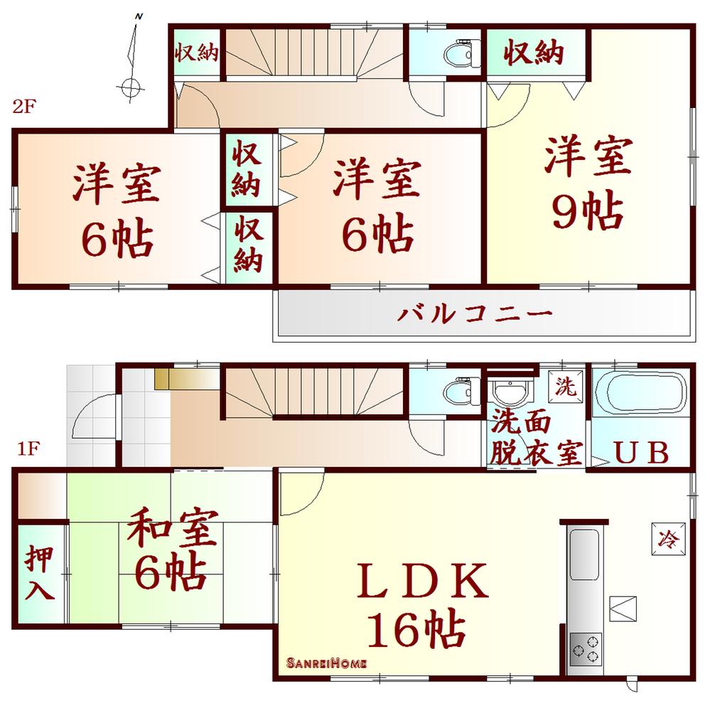 Floor plan. (1 Building), Price 22,300,000 yen, 4LDK, Land area 217.62 sq m , Building area 105.98 sq m
