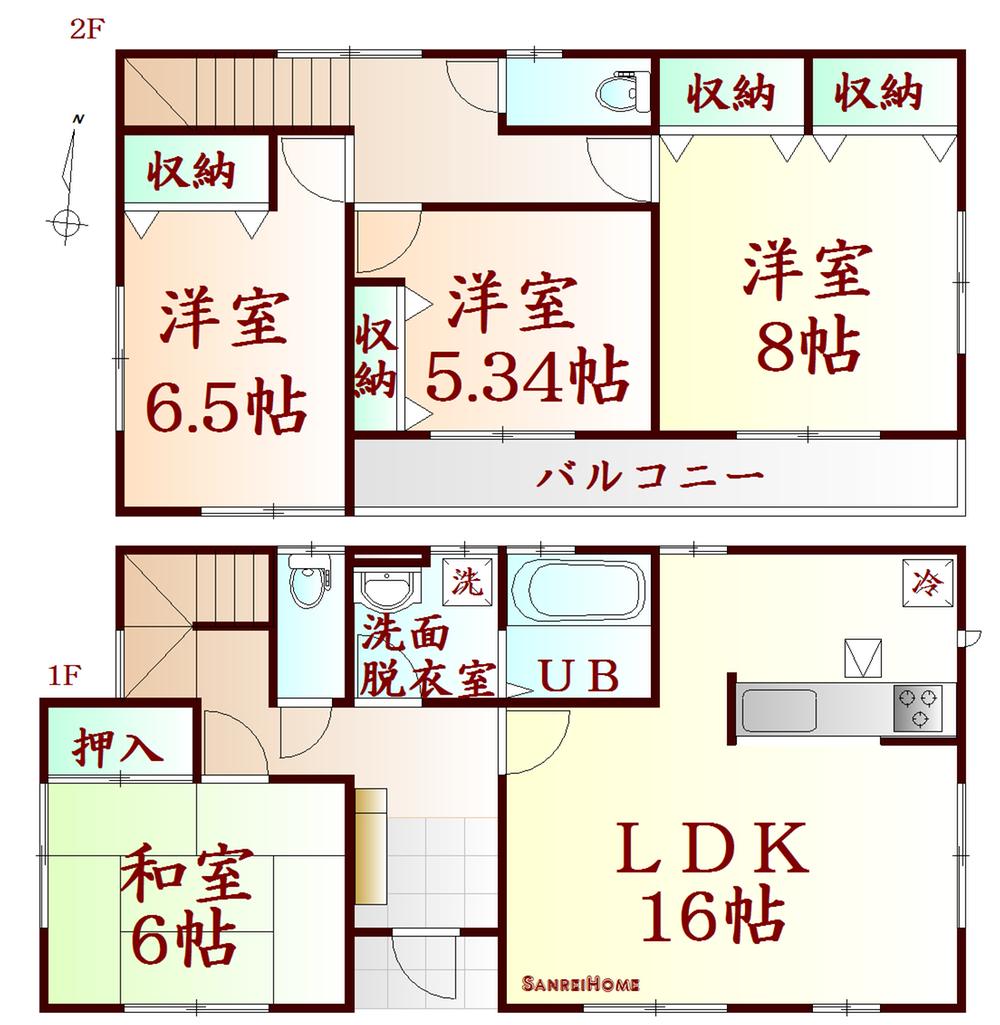 Floor plan. (5 Building), Price 19,800,000 yen, 4LDK, Land area 180.31 sq m , Building area 104.33 sq m