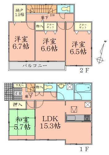 Floor plan. 18.9 million yen, 4LDK + S (storeroom), Land area 196.6 sq m , Building area 96.79 sq m